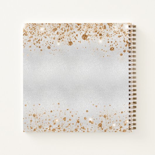 Guest book jarig zilvergoudglitter monogram notitieboek (Achterkant)