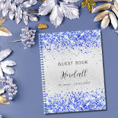 Guest book jarig zilverroyal blauwe glitter notitieboek