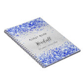 Guest book jarig zilverroyal blauwe glitter notitieboek (Rechterzijde)