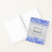 Guest book jarig zilverroyal blauwe glitter notitieboek (Binnen)