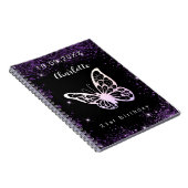 Guest book jarig zwarte paarse glitter vlinder notitieboek (Rechterzijde)