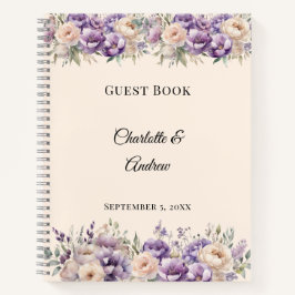 Guest Book lavender champagne floral wedding Notitieboek