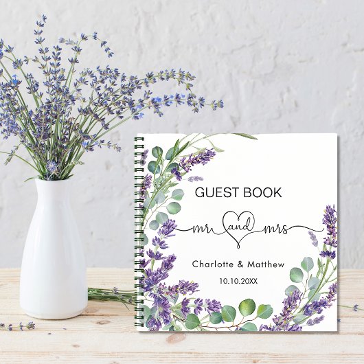 Guest book lavender eucalyptus mrs bruiloft notitieboek