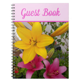 Guest Book Lily Beauful Pink floral Flower Notitieboek