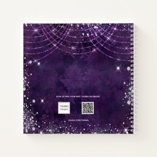 Guest book masquerade paarse glitter verjaardag notitieboek (Achterkant)