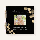 Guest book memorial begrafenis ecalyptus black gol notitieboek (Voorkant)