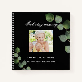 Guest book memorial begrafenis ecalyptus black notitieboek