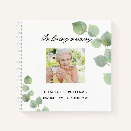 Guest book memorial begrafenis ecalyptus greenery notitieboek (Voorkant)