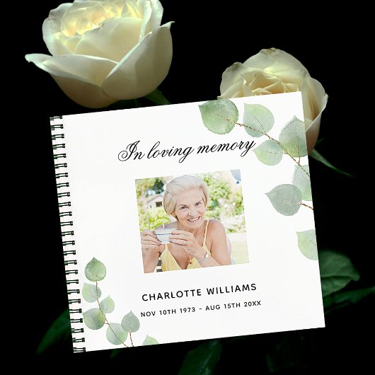 Guest book memorial begrafenis ecalyptus greenery notitieboek