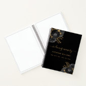 Guest book memorial black gold floral name begrafe notitieboek (Binnen)