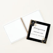 Guest book memorial black white floral notitieboek (Binnen)