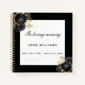 Guest book memorial black white floral notitieboek (Voorkant)