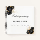 Guest book memorial black white script notitieboek (Voorkant)