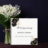 Guest book memorial black white script notitieboek