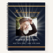 Guest book memorial blauwe goudfoto notitieboek (Voorkant)