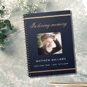 Guest book memorial blauwe goudfoto notitieboek