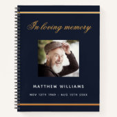 Guest book memorial blauwe goudfoto notitieboek (Voorkant)