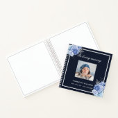 Guest book memorial blue florale foto notitieboek (Binnen)