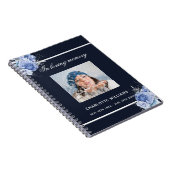 Guest book memorial blue florale foto notitieboek (Rechterzijde)