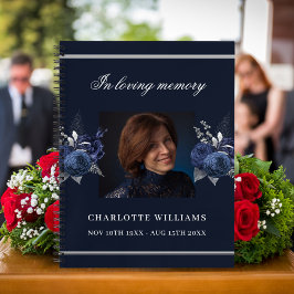 Guest book memorial blue florale foto notitieboek