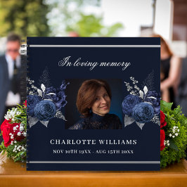 Guest book memorial blue florale foto notitieboek