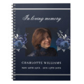 Guest book memorial blue florale foto notitieboek (Voorkant)