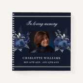 Guest book memorial blue florale foto notitieboek (Voorkant)