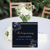 Guest book memorial blue gold floral notitieboek