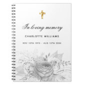Guest book memorial floral white Silver Notitieboek (Voorkant)