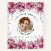 Guest book memorial roze florale foto begrafenis notitieboek (Voorkant)