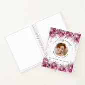 Guest book memorial roze florale foto begrafenis notitieboek (Binnen)