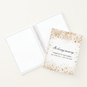 Guest book memorial white gold glitter name script notitieboek (Binnen)