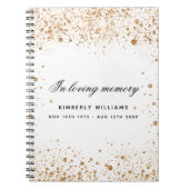 Guest book memorial white gold glitter name script notitieboek (Voorkant)