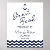 Guest book nautical bruiloft ankerbord poster (Voorkant)
