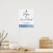 Guest book nautical bruiloft ankerbord poster (Keuken)