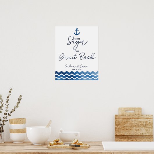 Guest book nautical bruiloft ankerbord poster (Keuken)