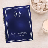 Guest Book navy blue Monogram wreath Birthday Notitieboek