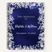 Guest book navy blue snowflakes wedding notitieboek (Voorkant)