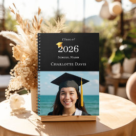 Guest Book Photo Modern Black Graduation Party Notitieboek