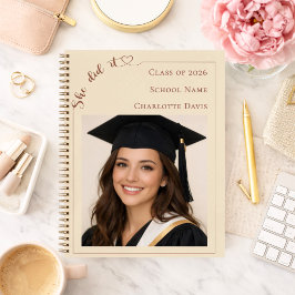 Guest book photo She Did it champagne Graduation Notitieboek