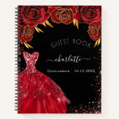 Guest book Quinceanera Black glitter jurk Notitieboek (Voorkant)