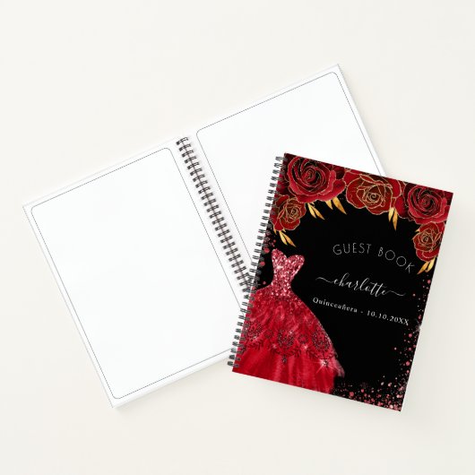 Guest book Quinceanera Black glitter jurk Notitieboek (Binnen)