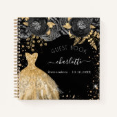 Guest book Quinceanera Black Glitter jurk Notitieboek (Voorkant)