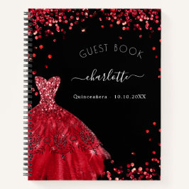 Guest book Quinceanera Black glitter jurk Notitieboek