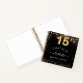 Guest book Quinceanera black gold glitter name Notitieboek (Binnen)