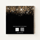 Guest book Quinceanera black gold glitter name Notitieboek (Achterkant)