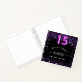 Guest book Quinceanera black paarse glitter name Notitieboek (Binnen)