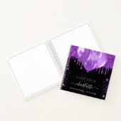 Guest book Quinceanera black paarse glitter name Notitieboek (Binnen)