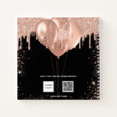 Guest book Quinceanera Black roos gold ballonnen Notitieboek (Achterkant)