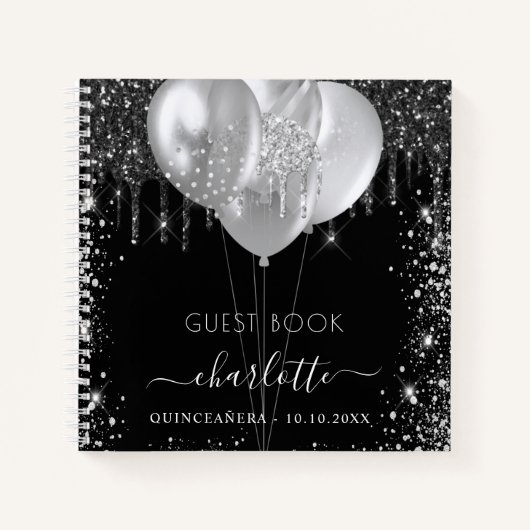 Guest book Quinceanera Black Silglitter Notitieboek (Voorkant)